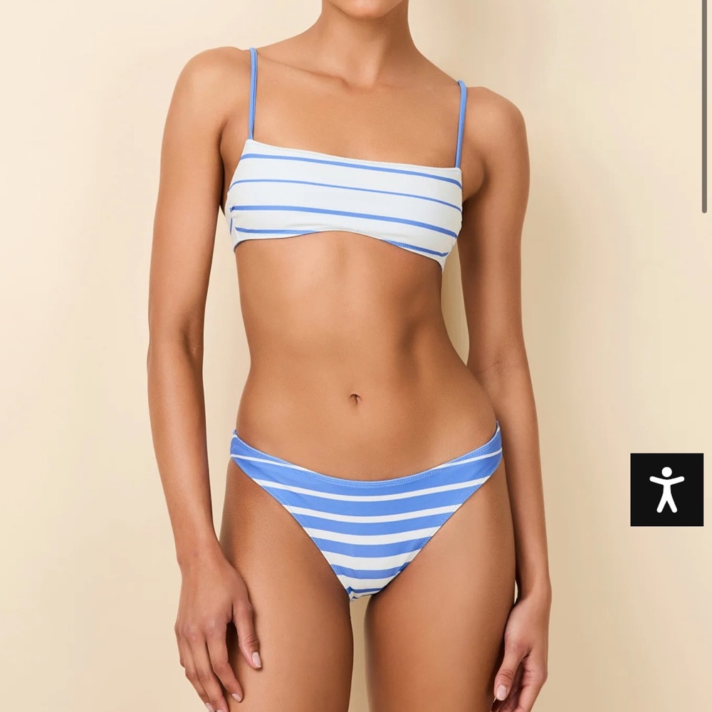 SOLID & STRIPED Blue and White Reversible Bikini